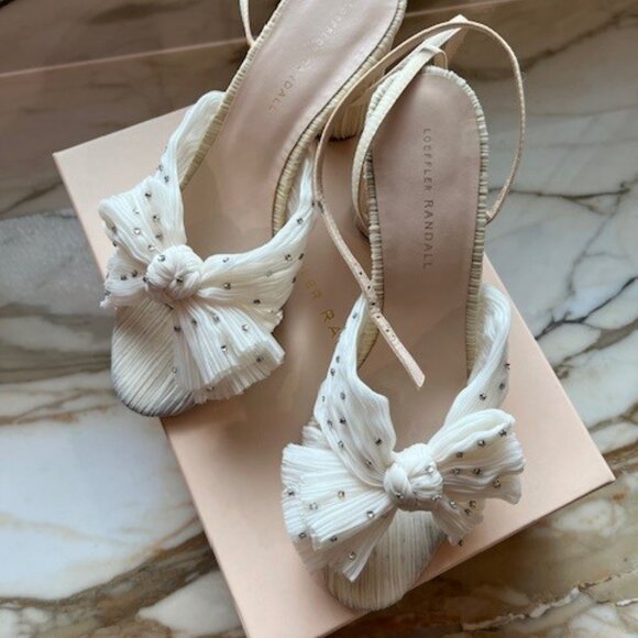Loeffler Randall Camellia Pearl Rhinestone Bow Heels - Sz 10 - Picture 4 of 4